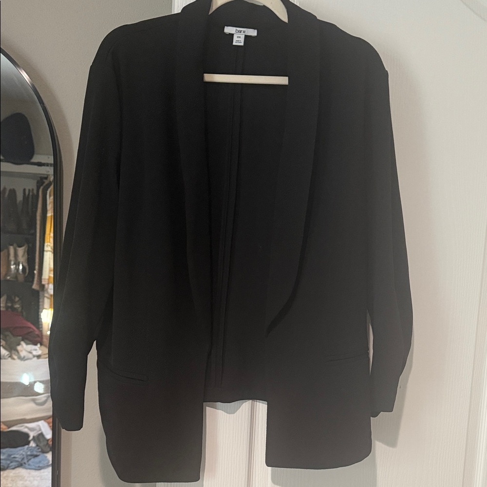 Black Open Front Blazer